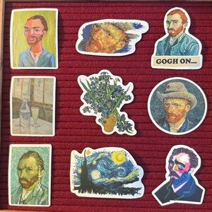 New- set of 9 Vincent Van Gogh Art Stickers Set Sunflowers